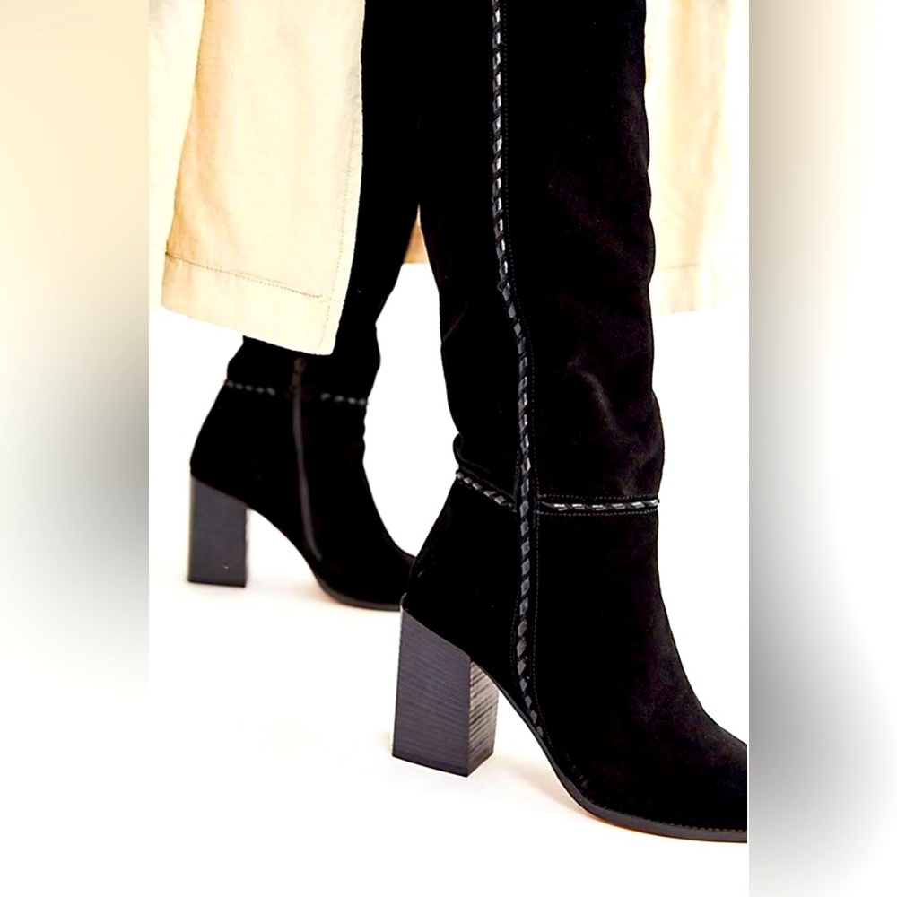 Free People Riley Whipstitch Tall Boots, 3” heel, Size 37/ 7 US EUC - Picture 3 of 12